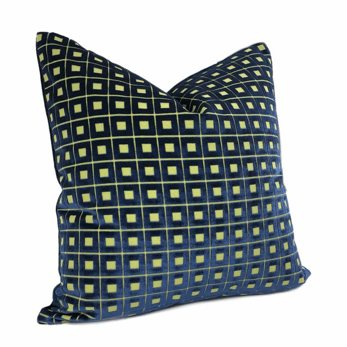 Cubit Marine Blue Box Belgian Velvet Pillow Cover - Aloriam