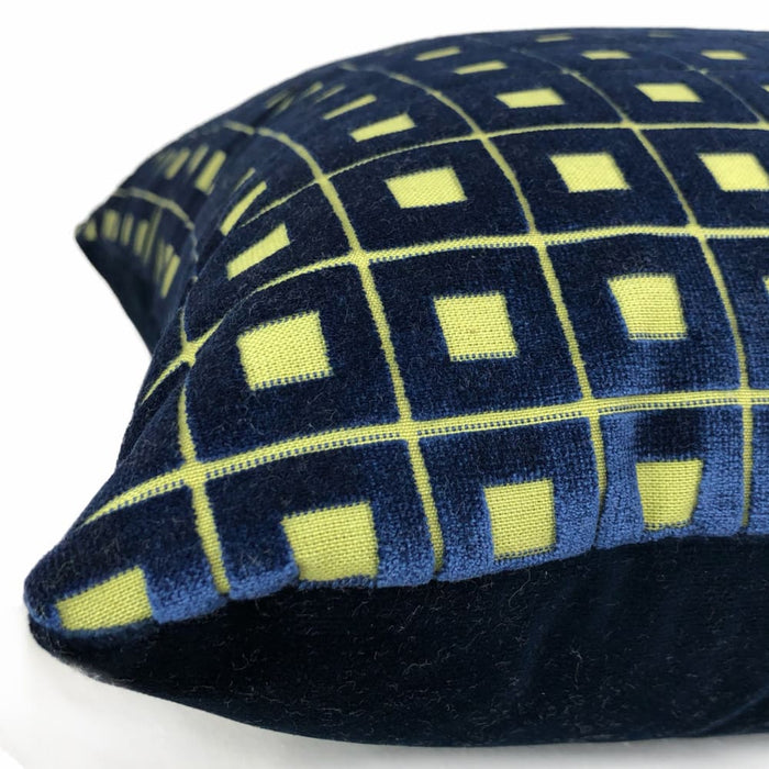 Cubit Marine Blue Box Belgian Velvet Pillow Cover - Aloriam