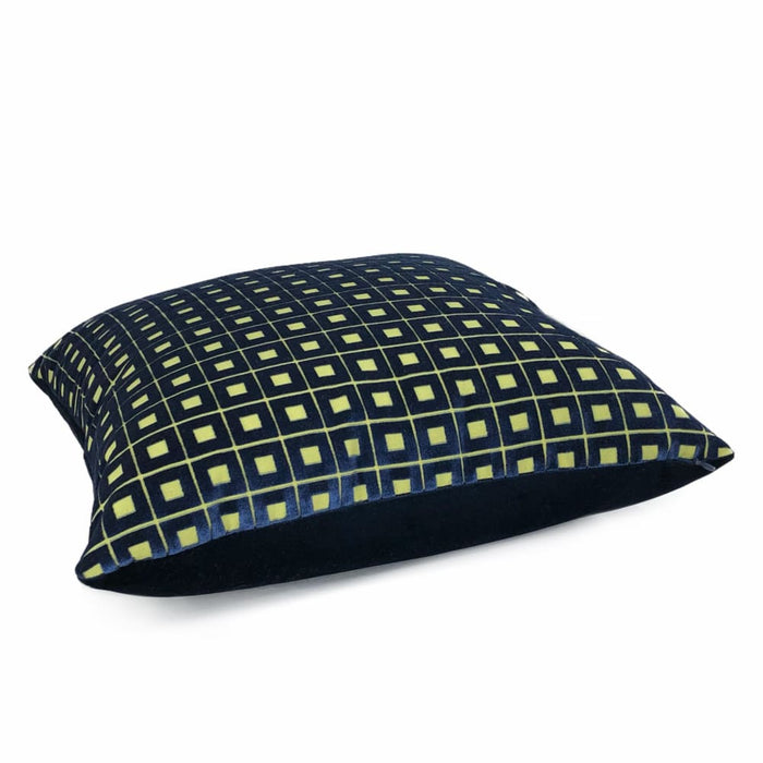 Cubit Marine Blue Box Belgian Velvet Pillow Cover - Aloriam