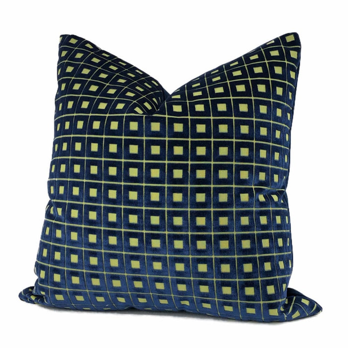 Cubit Marine Blue Box Belgian Velvet Pillow Cover - Aloriam