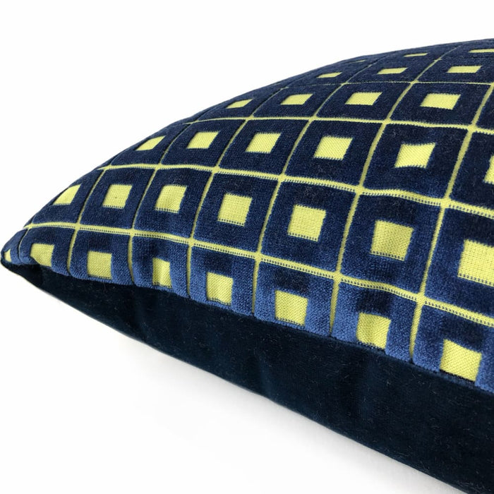 Cubit Marine Blue Box Belgian Velvet Pillow Cover - Aloriam