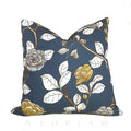 Dwell Studio Robert Allen Leda Peony Navy Blue White Yellow Floral Pillow Cover