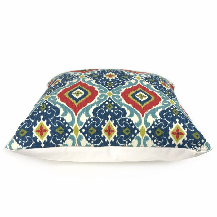 Idriss Blue Green Red Ethnic Tile Pillow Cover - Aloriam