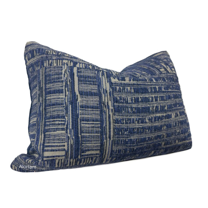 (CLEARANCE) Joplin Cobalt Blue Abstract Texture Chenille Pillow Cover Fits 14x20 insert (13.5x19 cover) / Pattern on 1 side Aloriam