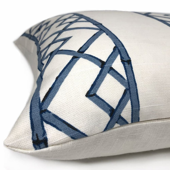 Kravet Latticely Ultramarine Blue White Trellis Linen Pillow Cover - Aloriam