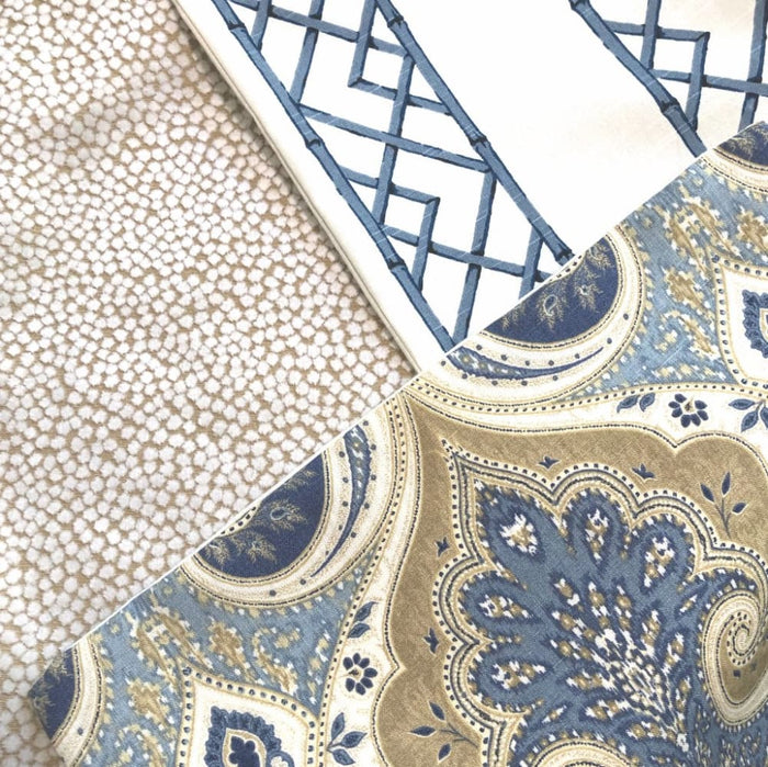 Kravet Latticely Ultramarine Blue White Trellis Linen Pillow Cover - Aloriam