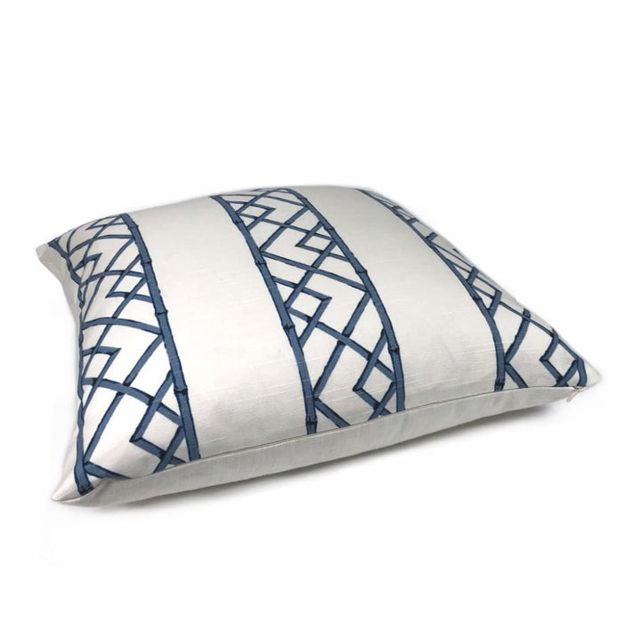 Kravet Latticely Ultramarine Blue White Trellis Linen Pillow Cover - Aloriam
