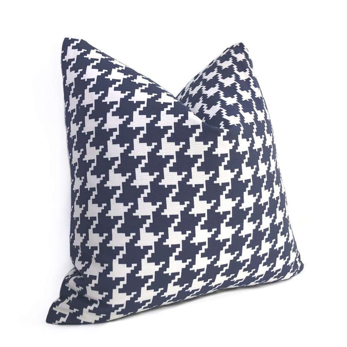 Navy Blue & White Houndstooth Pillow Cover Cushion Pillow Case Euro Sham 16x16 18x18 20x20 22x22 24x24 26x26 28x28 Lumbar Pillow 12x18 12x20 12x24 14x20 16x26 by Aloriam