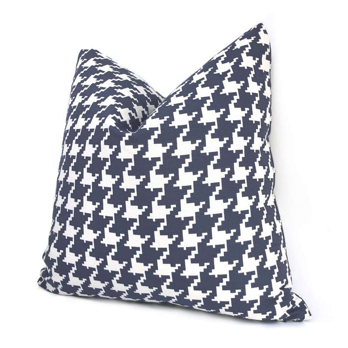 Navy Blue & White Houndstooth Pillow Cover Cushion Pillow Case Euro Sham 16x16 18x18 20x20 22x22 24x24 26x26 28x28 Lumbar Pillow 12x18 12x20 12x24 14x20 16x26 by Aloriam