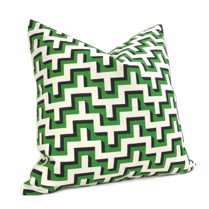 Tetris Green Black White Geometric Print Pillow Cover - Aloriam