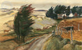 Coastal Ranch, watercolor painting by Phil Paradise (American art). Fine art giclée print reproduction by California Watercolor for wall decor.