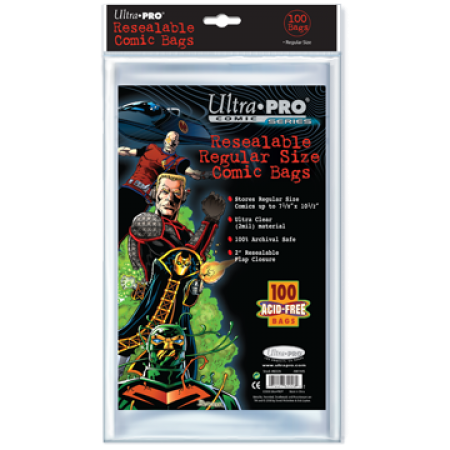 Comic Bags - Regular Size - Resealable (100 per pack)