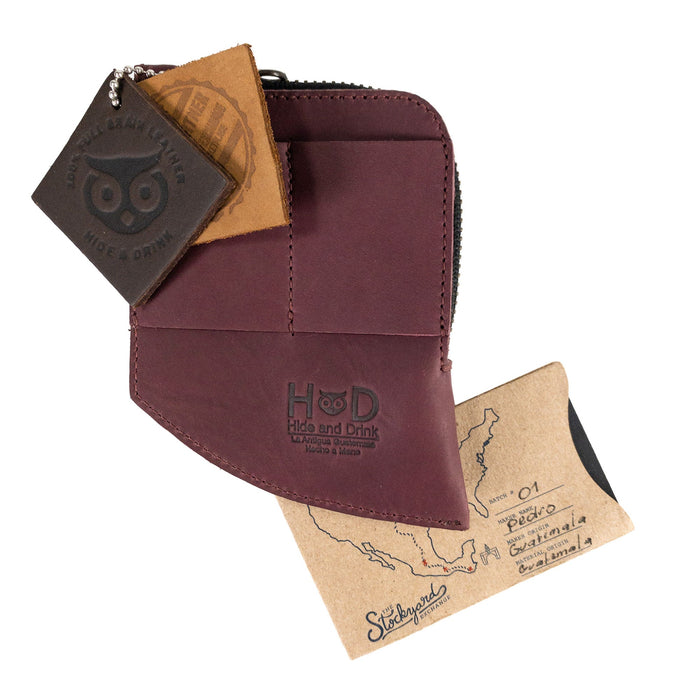Hide & Drink EDC Pocket Wallet displayed elegantly, portraying the artisan quality of its handmade leather craftsmanship.
