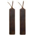 Deluxe Long Bookmark (2 Pack) from Hide & Drink featuring a set of 2 long bookmarks with rope, designed as a reversible page marker. A classic book or journal accessory for reading lovers, crafted from full grain leather, showcasing stockyardX, small batch production, hand cut, hand sewn, fire branded, artisan quality, handmade in La Antigua Guatemala & Oaxaca Mexico.