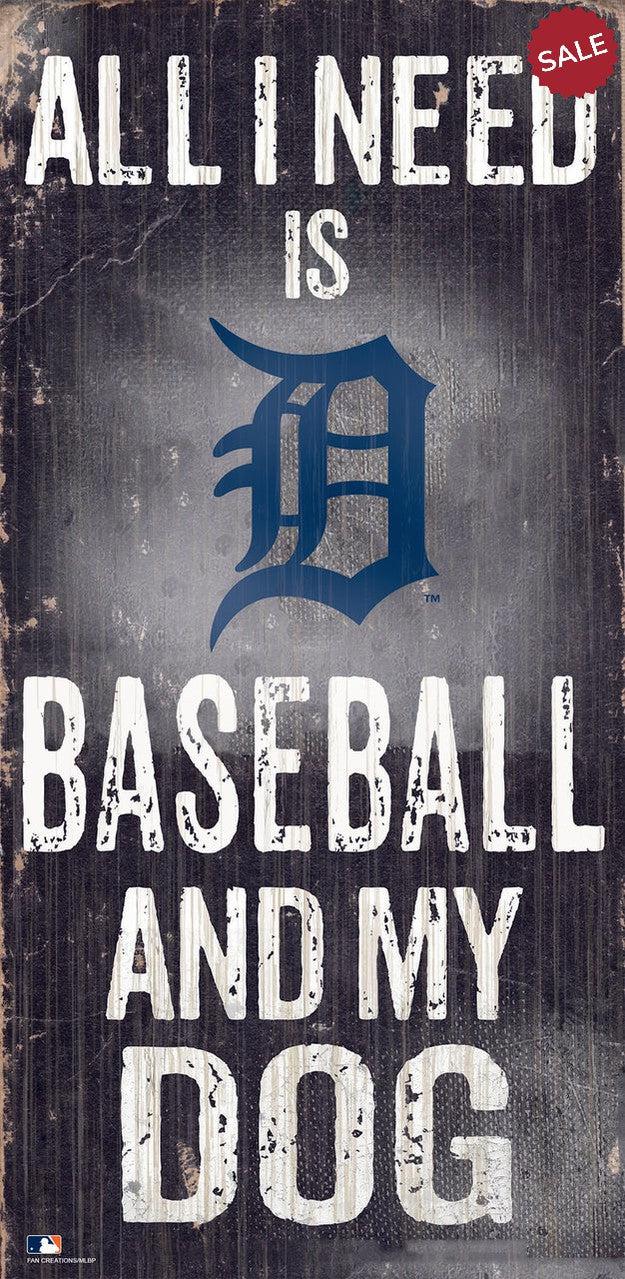 Detroit Tigers Sign Wood 6x12 Baseball and Dog Design
