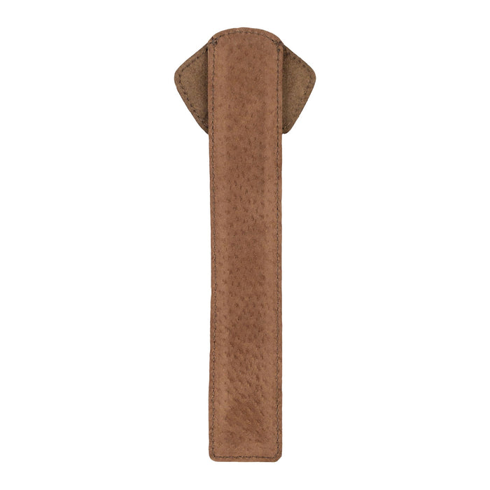 The back view of Hide & Drink's Dog Bookmark, crafted from Full Grain Leather. This handmade artisan item highlights the quality of small batch production and is fire branded, made in La Antigua Guatemala & Oaxaca Mexico.