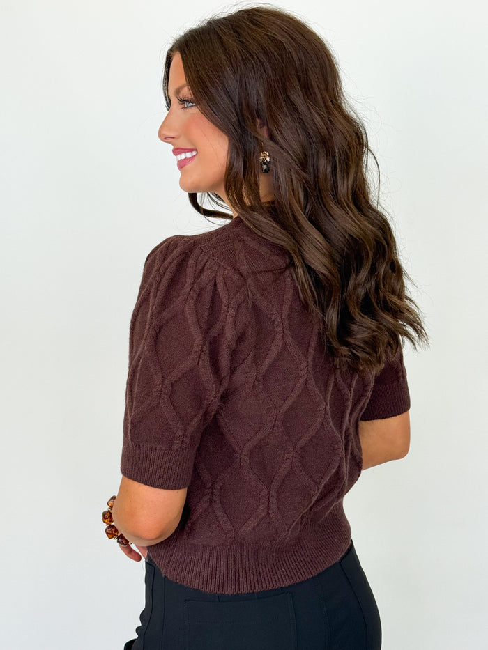 Dorothy - Short Sleeve Knit Top (Brown)