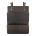 Hide & Drink Double Document Holder for Hanging featuring a rustic design made of full grain leather, perfect for wall mount file storage and home decor. This artisan-crafted piece showcases small batch production with hand cut and hand sewn details, fire branded for authenticity, handmade in La Antigua Guatemala & Oaxaca Mexico.