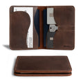 Hide & Drink's Double Passport Wallet W/Key Slot, a rustic full grain leather wallet with slots for bills and keys, ideal as an ID organizer. Handcrafted and fire branded by artisans in La Antigua Guatemala & Oaxaca Mexico.