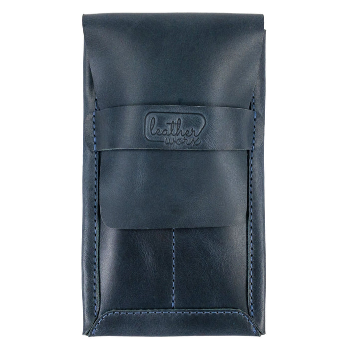 The sleek design of the Double Pen Case from Leather Worx, made of Full Grain Leather, proudly represents small batch production methods. Artisan crafted and handmade in La Antigua Guatemala & Oaxaca Mexico, it showcases meticulous hand cut and hand sewn artistry, with a fire branded logo.