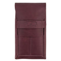 Side view of the Leather Worx Double Pen Case in rich burgundy, made from Full Grain Leather. This artisan product combines Small Batch Production, Hand Cut, and Hand Sewn methods, highlighting the unique craftsmanship from La Antigua Guatemala.