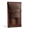 A handcrafted Double Pen Case by Leather Worx made from Full Grain Leather, showcasing small batch production techniques. This artisan piece is hand cut and hand sewn, featuring a fire branded logo. Handmade in La Antigua Guatemala and Oaxaca Mexico.