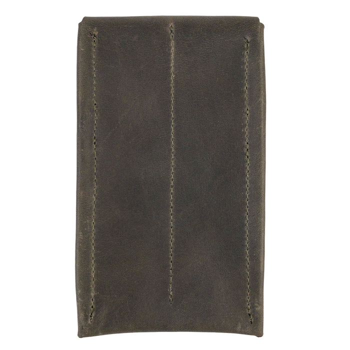 Back view of the Leather Worx Double Pen Case, highlighting the hand sewn edges and durable Full Grain Leather material. This handmade product showcases the artistry of small batch production, crafted lovingly in La Antigua Guatemala.