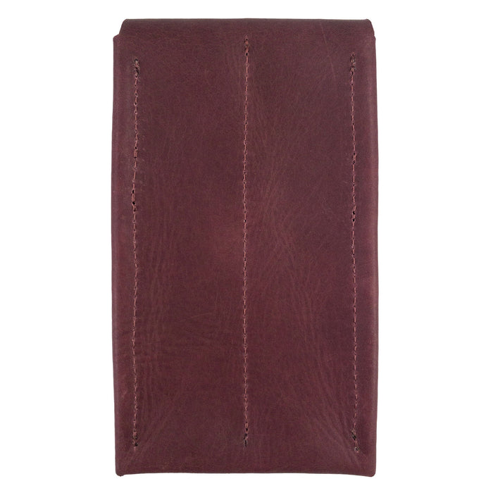 Rear view of the Leather Worx Double Pen Case showcasing stitching details in Full Grain Leather. This artisan product features Hand Cut and Hand Sewn elements, reflecting the Small Batch Production ethos of Leather Worx.