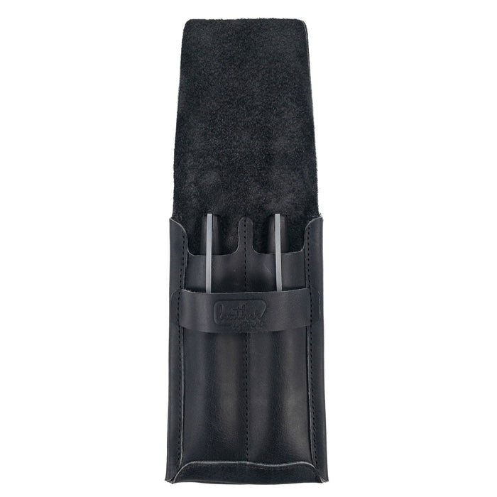 Handmade Double Pen Case by Leather Worx, crafted from Full Grain Leather. This artisan piece showcases small batch production with hand cut and hand sewn details. Fire branded and designed for durability, this case is perfect for everyday use and is made in La Antigua Guatemala.