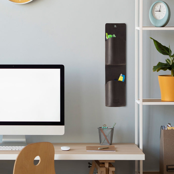 Double Pouch Wall Holder - Stockyard X 'The Leather Store'