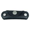 Front view of Hide & Drink's Double Swiss Knife Key Holder in black Full Grain Leather, designed as a practical Multiple Key Organizer. This artisan piece is hand cut and sewn, offering a stylish way to keep your keys neatly stored.