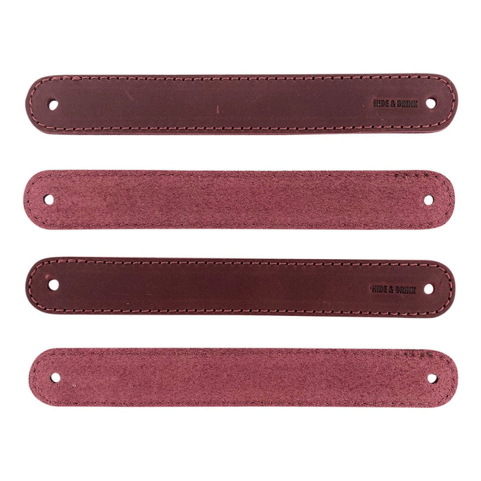 Hide & Drink Drawer Handles (4pk) showcasing soft leather in a beautiful design, emphasizing artisan craftsmanship. Durable and easy to install, an ideal addition to any furniture.
