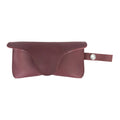 Rich Burgundy Eyeglasses Case with Strap by Hide & Drink, designed for stylish functionality. Crafted from full grain leather, this sunglasses case is a reliable protector for eyewear, symbolizing artisan craftsmanship in La Antigua Guatemala & Oaxaca Mexico.