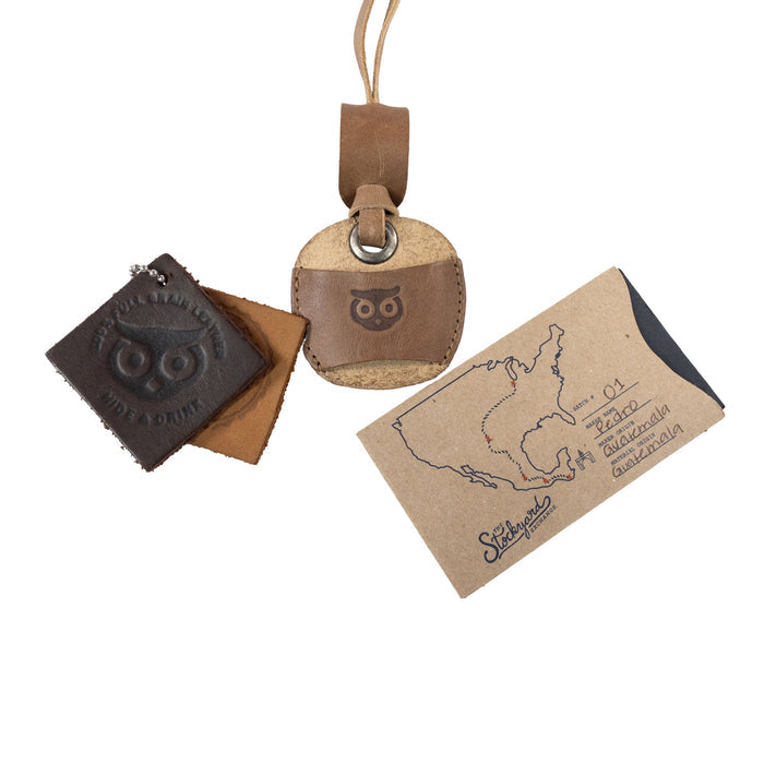 Hide & Drink Eyeglasses Holder showing its practical, stylish design suitable for everyday use. A perfect Eyeglasses Holder for Men and Women made from durable full grain leather. Small batch artisan production in La Antigua Guatemala & Oaxaca Mexico.