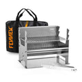 FENNEK 2.0 im Set mit mobilen Grill, Tragetasche und Grillzange, freigestellt auf weißem Hintergrund