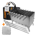 FENNEK Mangal Schaschlik-Grill im Pro-Set mit Grill, extra Spieße und Tragetasche, freigestellt auf weißem Hintergrund