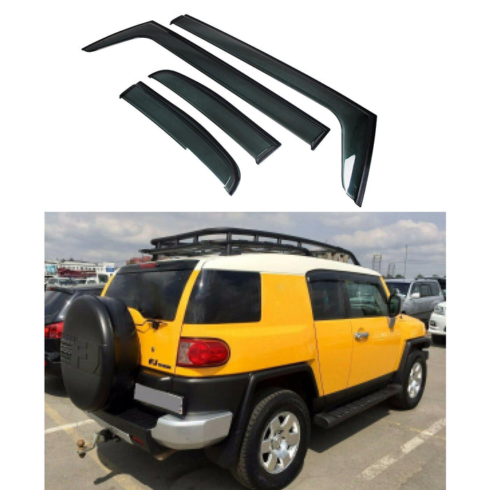 Fit 2007-2014 Toyota FJ Cruiser Out-Channel Vent Window Visors Rain Sun Wind Guards Shade Deflectors