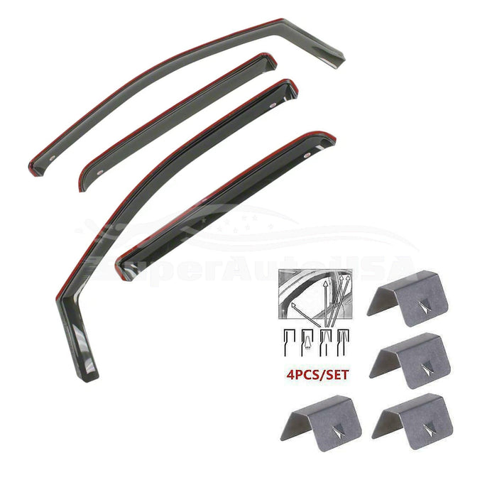 Fit 2012-2015 Honda Civic Sedan In-Channel Vent Window Visors Rain Sun Wind Guards Shade Deflectors