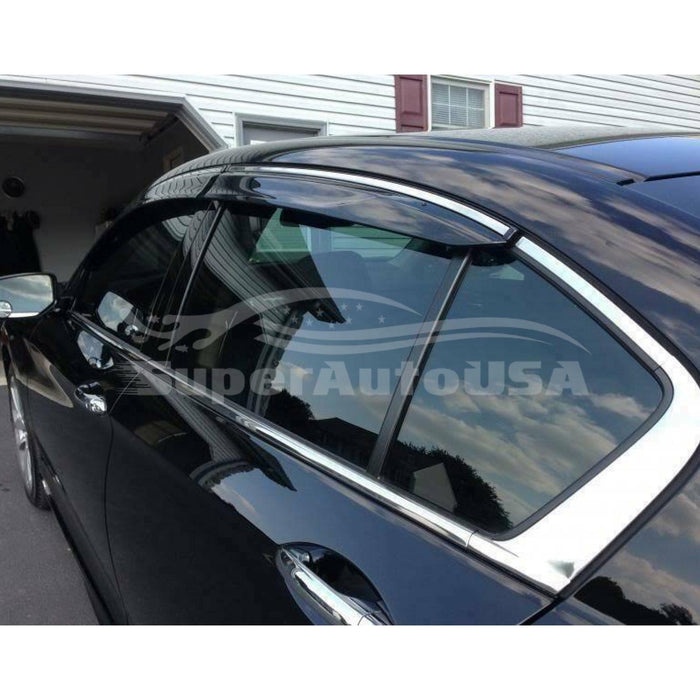 Fit 2014-2018 Subaru Forester Clip-On Chrome Trim Vent Window Visors Rain Sun Wind Guards Shade Deflectors