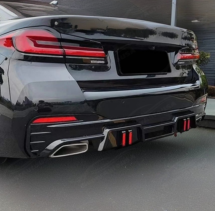 SuperAutoUSA high-performance LED rear bumper diffuser for 2020 BMW 530i G30.