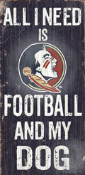 Florida State Seminoles Wood Sign - Football and Dog 6"x12" - Team Fan Cave