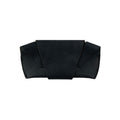 Front view of the black Foldable Sunglass Case by Hide & Drink, featuring a sleek design. This artisan accessory, crafted from Full Grain Leather, showcases remarkable hand cut and sewn details.