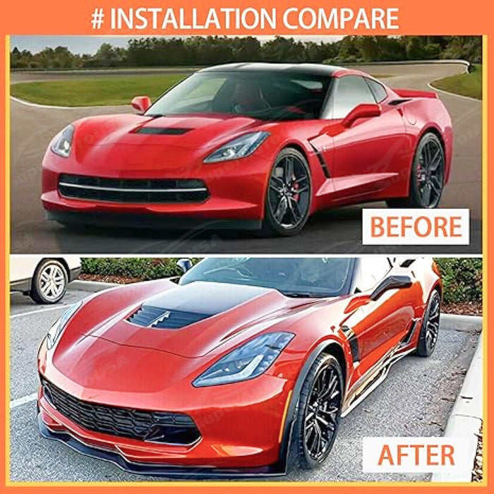 2017 Corvette C7 Z06 Stage 3 Gloss Black Front Spoiler with Side Winglets