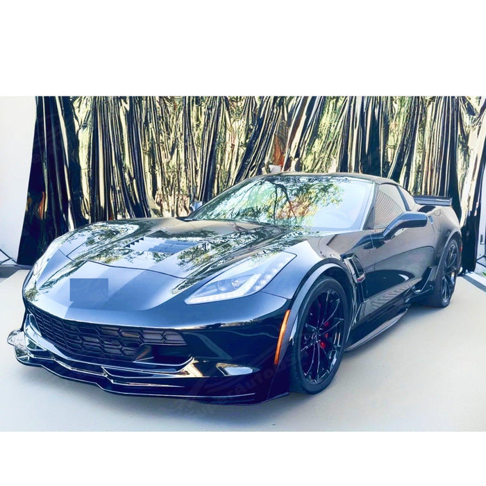 2019 Corvette C7 Z06 Stage 3 Gloss Black Front Bumper Lip with Side Winglets