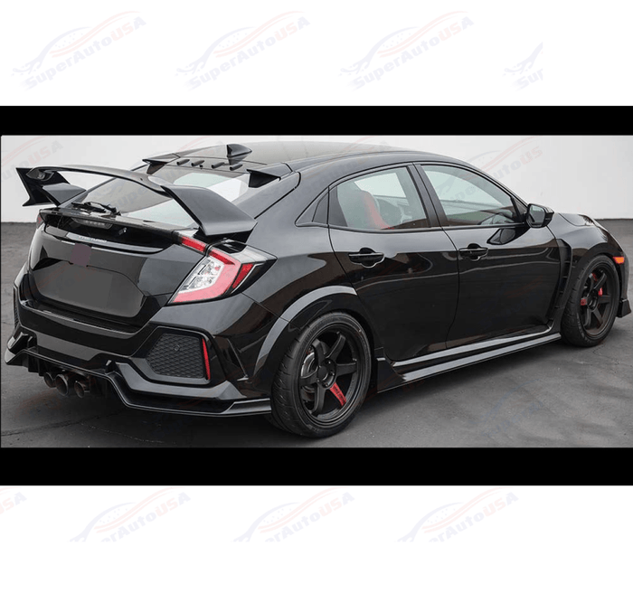 For 2017-2021 Honda Civic Hatchback Type-R Look Rear Bumper Garnish W/Reflector