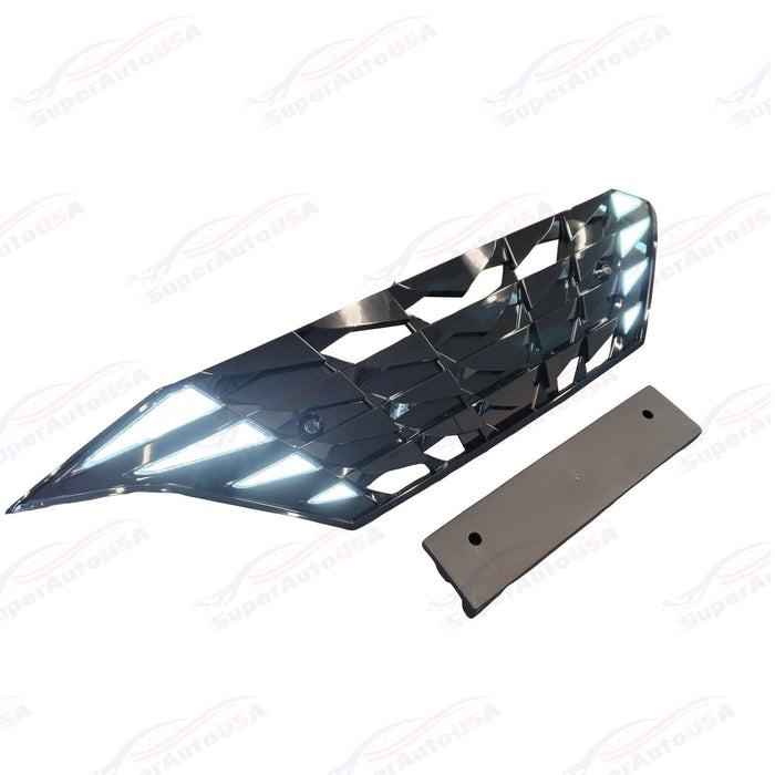 For 2021-2023 Elantra DRL LED Turn Signal Lights Gloss Black Front Grille