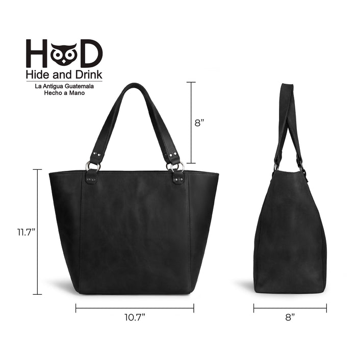 Front view of the Leather Formal Handbag by Hide & Drink showcasing its unique texture in dark brown Full Grain Leather. This versatile bag can serve as a Female Formal Handbag, Shoulder Bag, or Shopping Bag, perfect for girls. Handmade in La Antigua Guatemala & Oaxaca Mexico.
