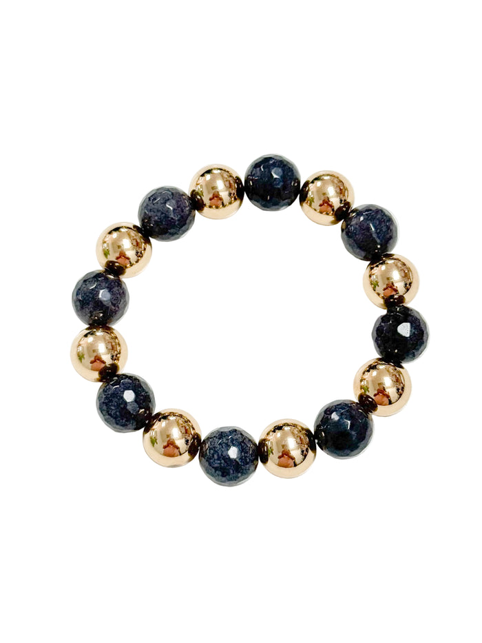 Gina - Gold + Grey Beaded Bracelet