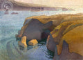 Golden Mendocino Headlands, watercolor painting by Carolyn Lord (American art). Fine art giclée print reproduction by California Watercolor for wall decor.