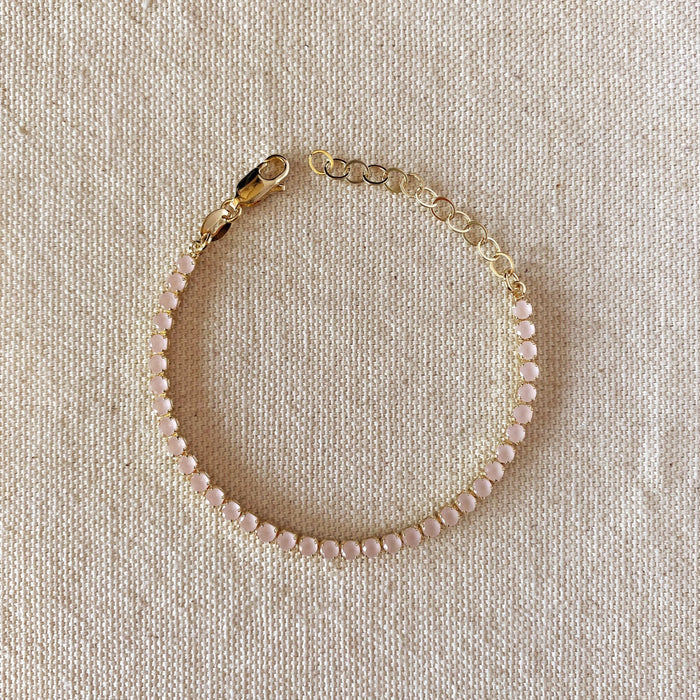 GoldFi - 18k Gold Filled 3mm Cubic Zirconia Nude Pink Bracelet